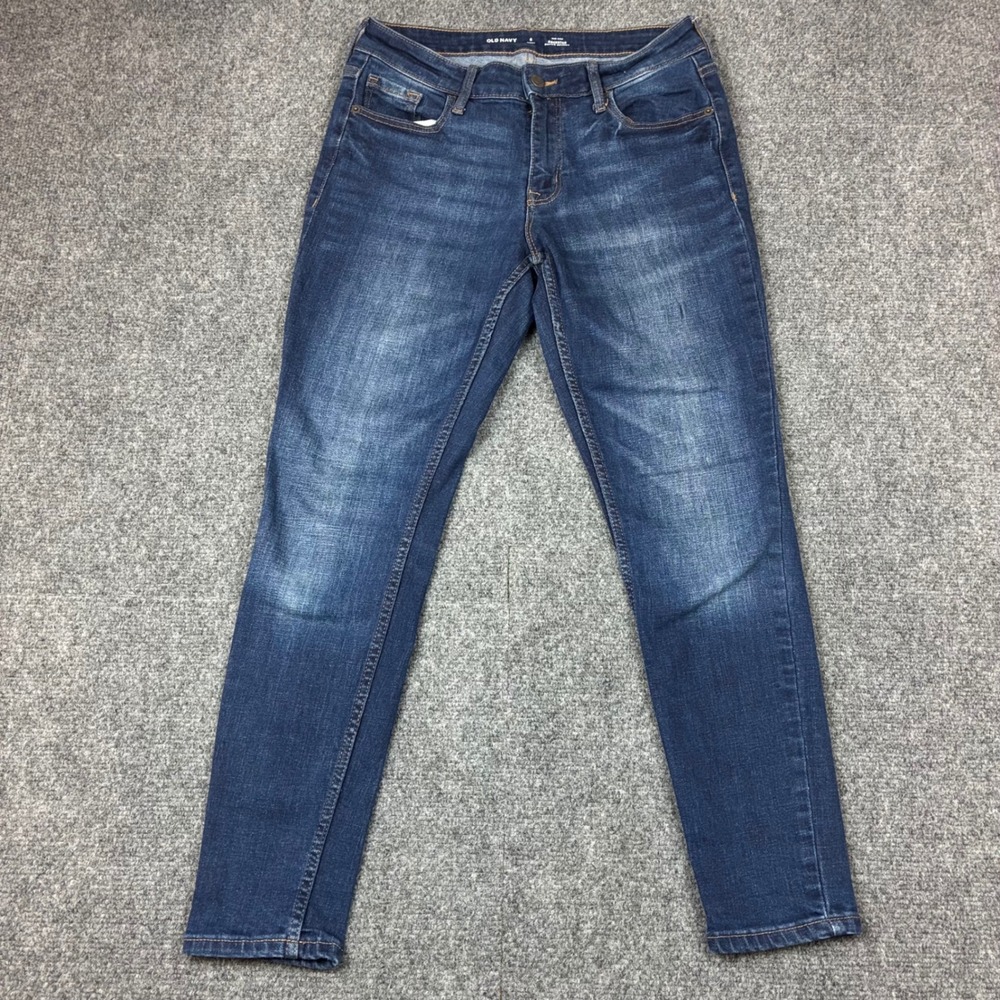 Old Navy Rockstar Super‎ Skinny Jeans Womens 6 Short Mid-Rise Dark Wash Denim